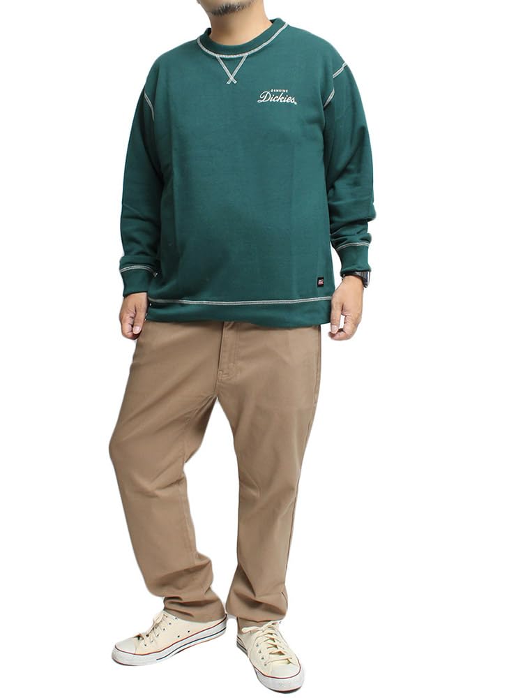 Genuine Dickies Men's Plus Size Cardboard Crew Neck Sweatshirt with Color-Scheme Stitching, Size 5L, Green (40)