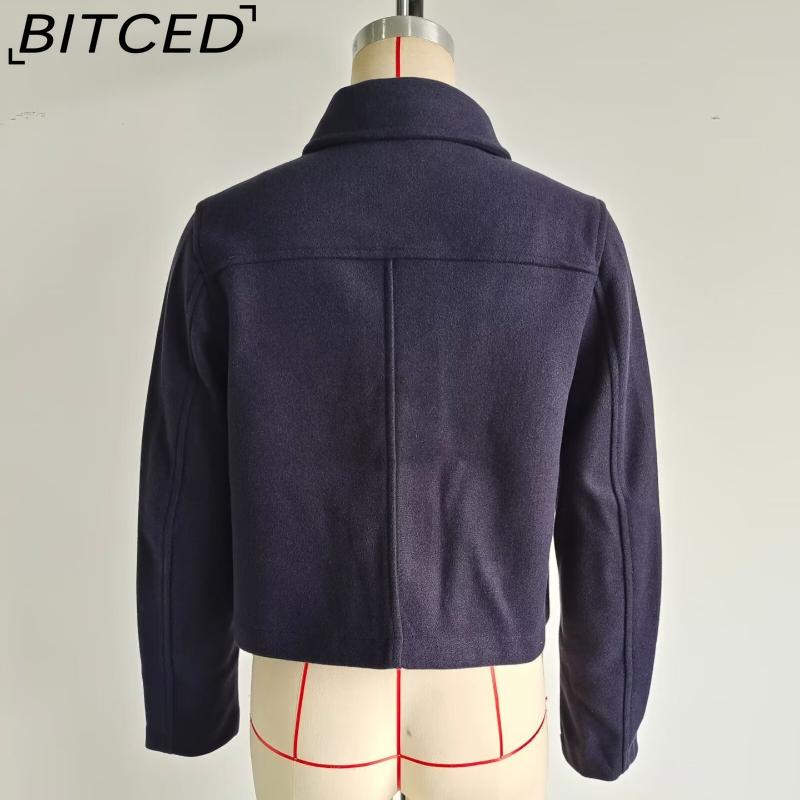 BITCED Women's Spring/Fall Collared Pocket-Detailed Single-Breasted Jacket