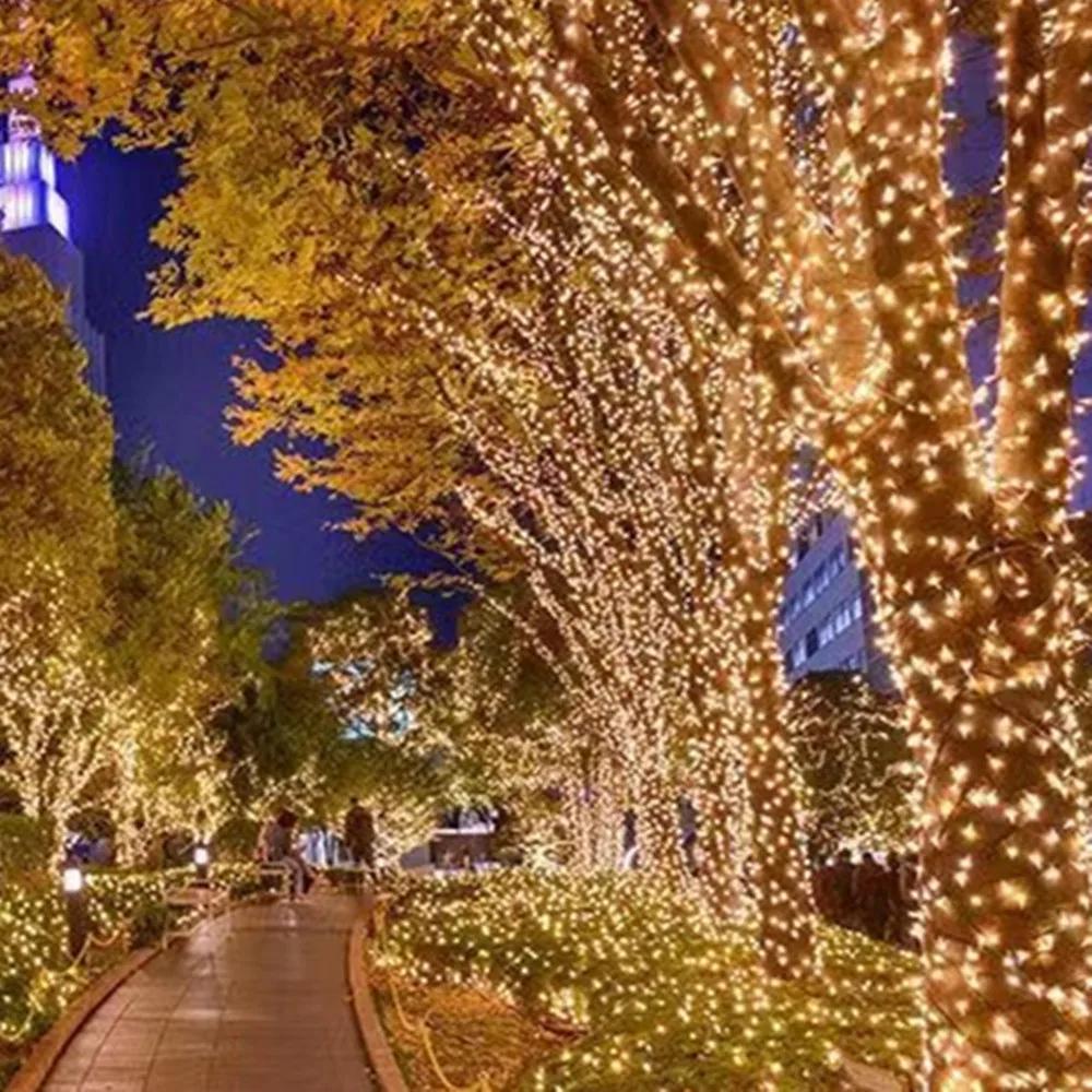 1pc 12m 100leds Solar String Fairy Lights Outdoor Path Garlands Lamp Patio Waterproof Christmas Wedding Garden Street Lights