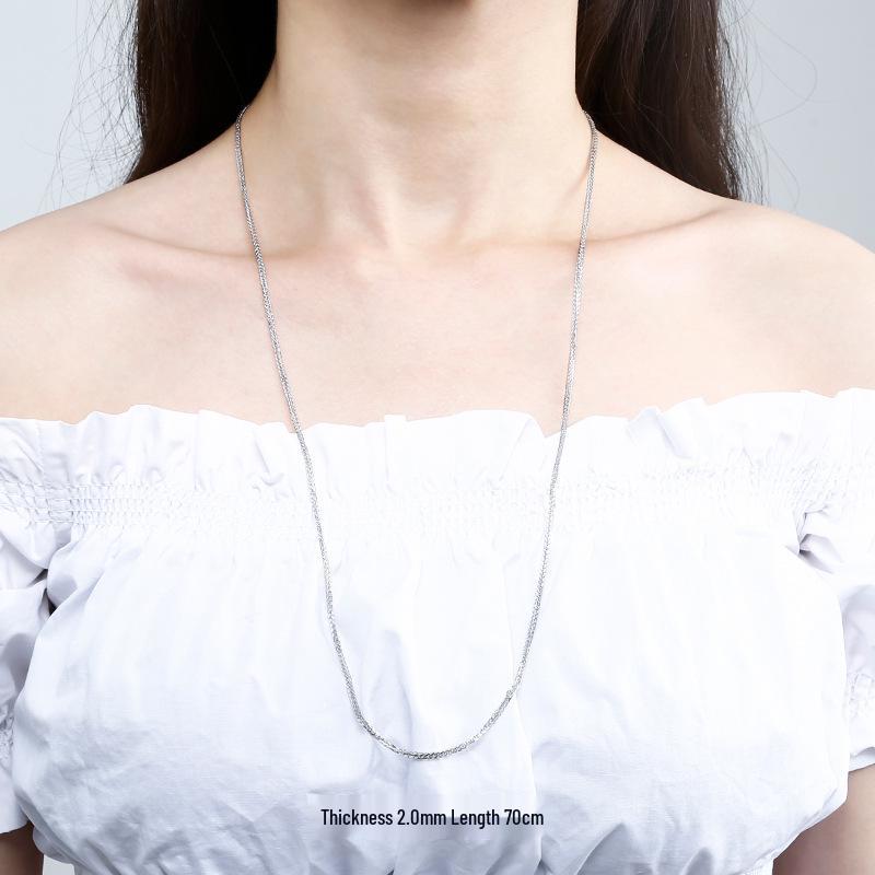 925 Sterling Silver Chopin Necklace Chain for Women & Men - Simple Clavicle Design