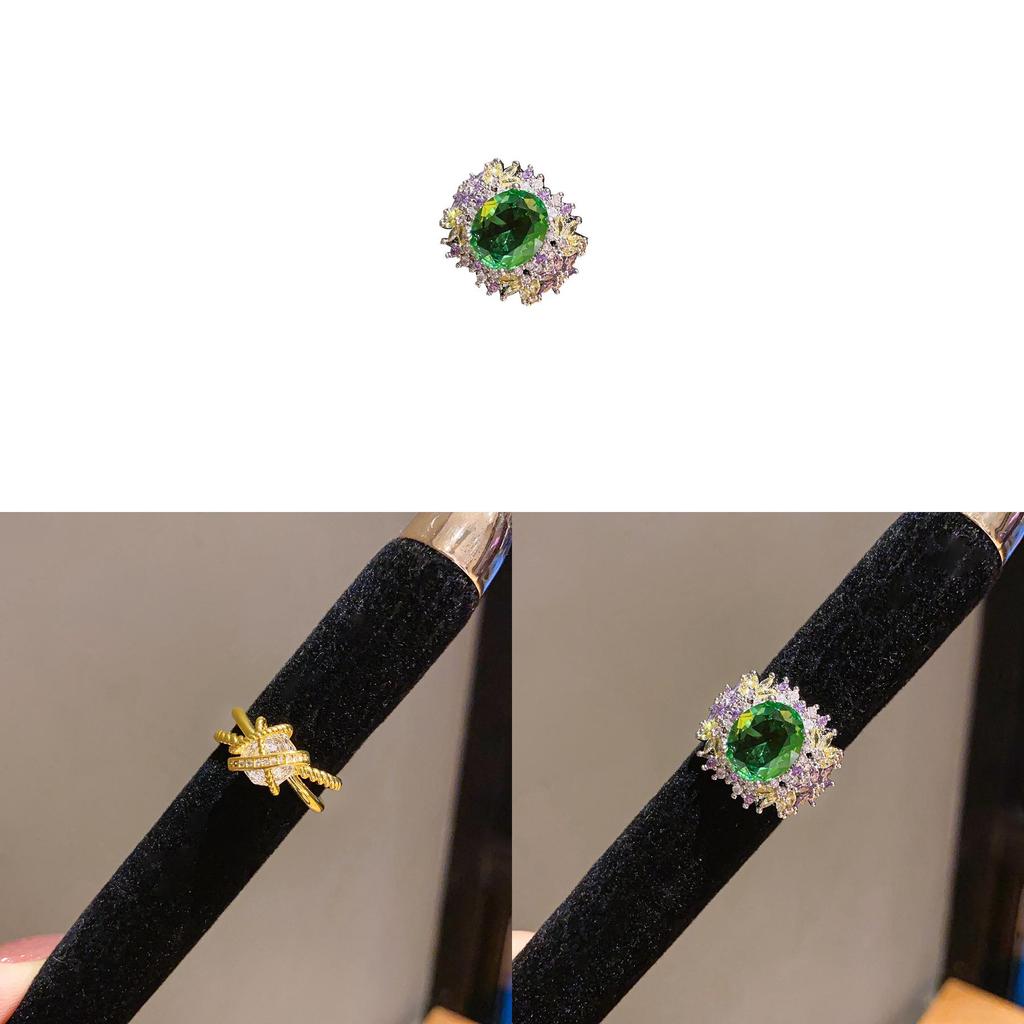 Geometric Zircon Flower Oval Fashion Open Ring For Women