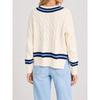Women S Vintage College Style V Neck Twist Knit Loose Long Sleeve Pullover Sweater