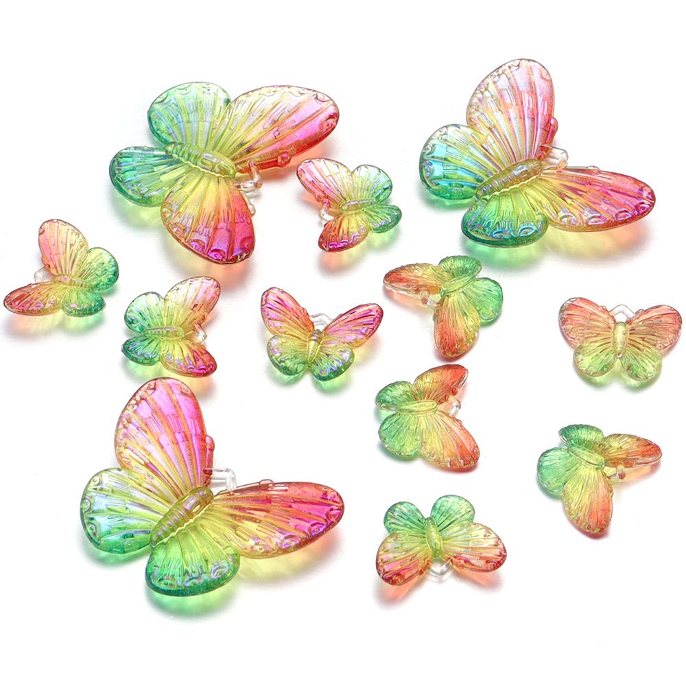 10-40pcs/lot Butterfly Acrylic Beads Gradient Color Loose Beads For Jewelry Making DIY Phone Case Handmade Gifts Accessories