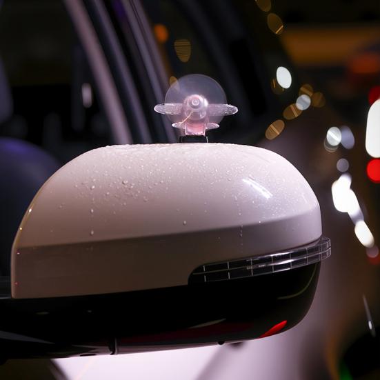 Yousheng Wind-Powered LED Rain Visors for Side Mirrors Anti-Glare Anti-Fog Rearview Mirror Covers with Airplane Decor Easy Adhesive Installation