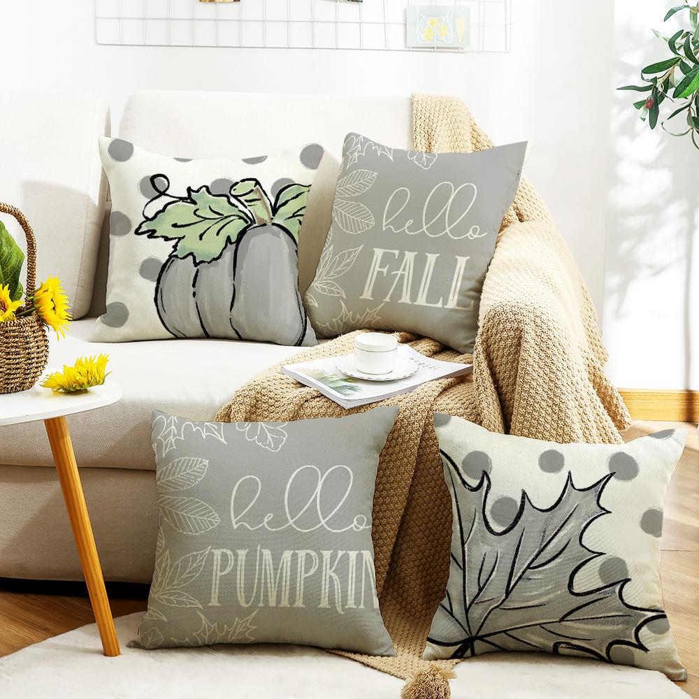 New Style Pillow Case for Home Living Room Bedroom Sofa Decoration Printed Letter Pillow Case Pumpkin Maple Leaf Element