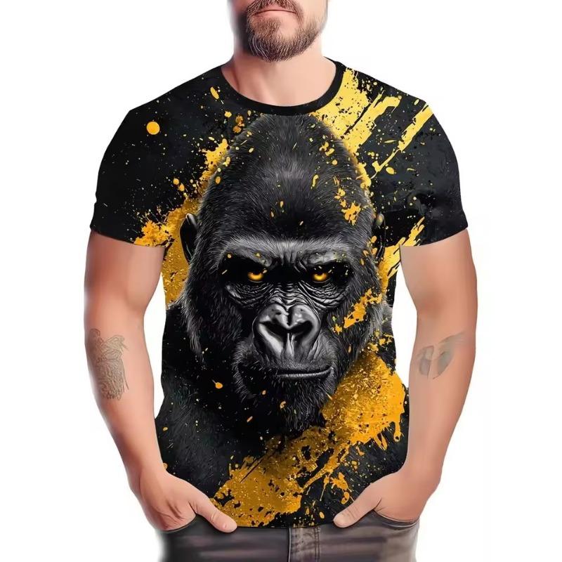 3D Print Gorilla Graphic Tshirt for Men Summer Short Sleeve Plus Size Men's T-shirt New In Casual Animal Gorilla Pattern Tshirt