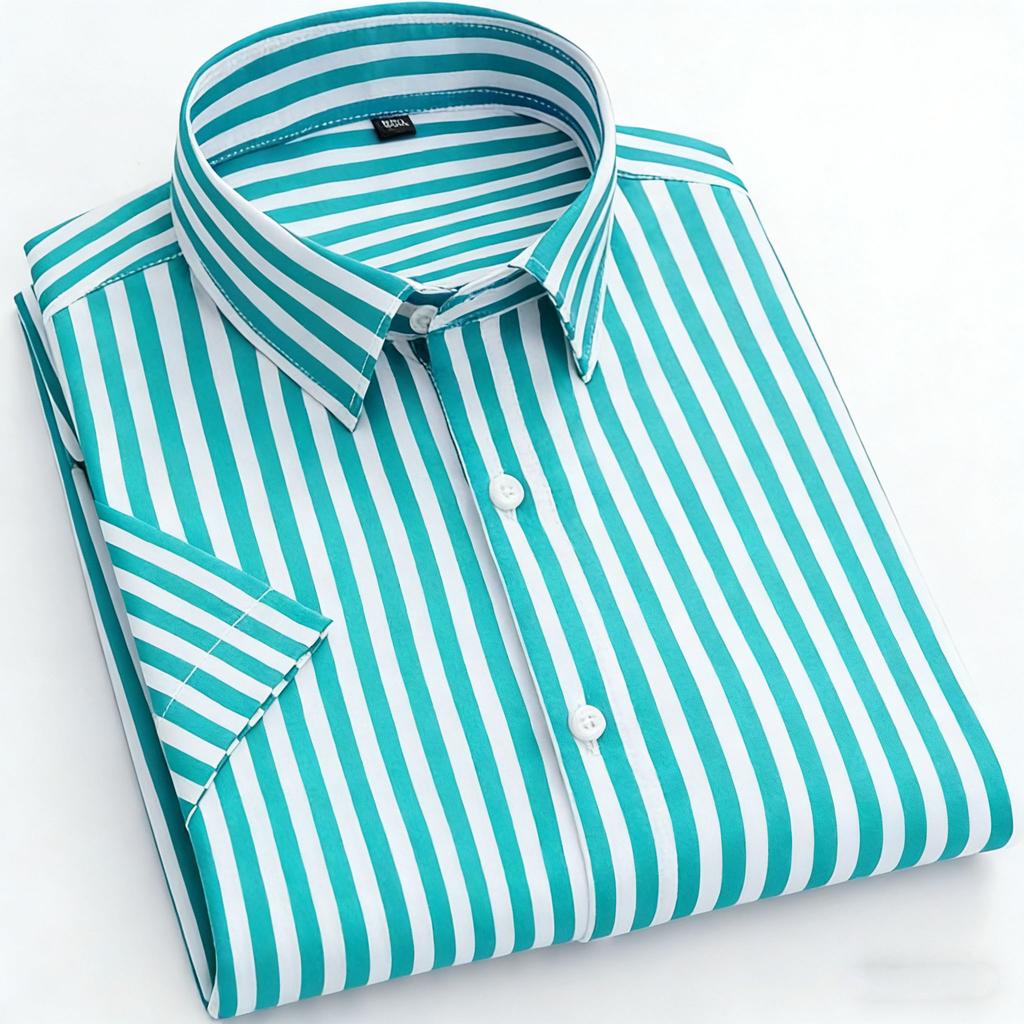 9 Colors Men's Short Sleeve Shirts Striped Business Shirts Formal Shirts Daily Wear Large Sizes XS-6XL