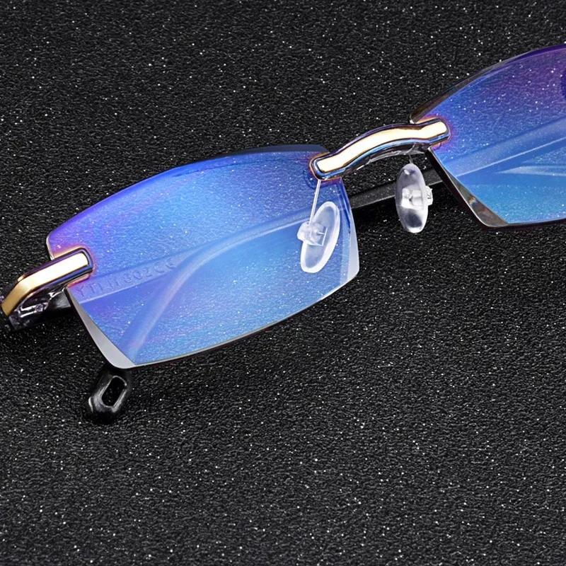 Frameless Square Reading Glasses for Women's Anti Blue Light Computer Eyeglasses Far Sight Presbyopia Reader Glasses Women