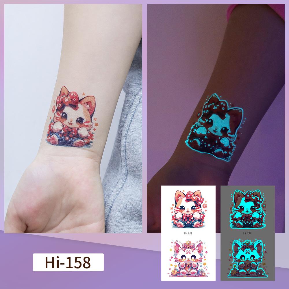 Rikalong Blaue Leuchtende Tattoo-Aufkleber: Niedliche Tierdesigns für Haustiere & Festivals