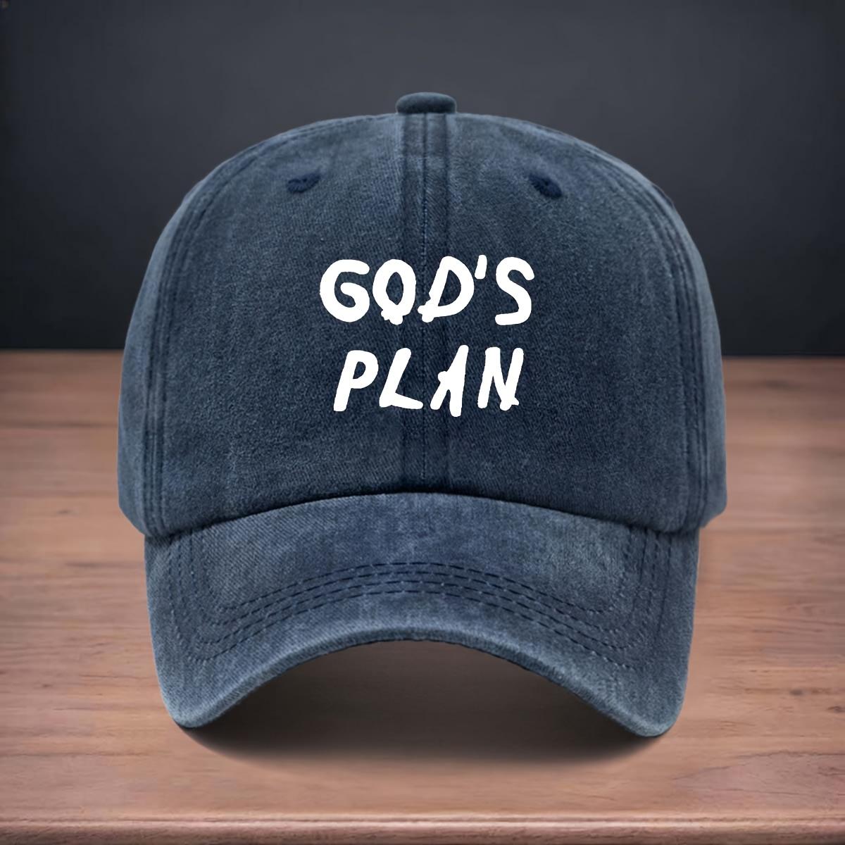 

Printed GOD S PLAN Pattern Baseball Cap Outdoor Commuting All-season Peaked Cap Trucker Hat темно-синього кольору
