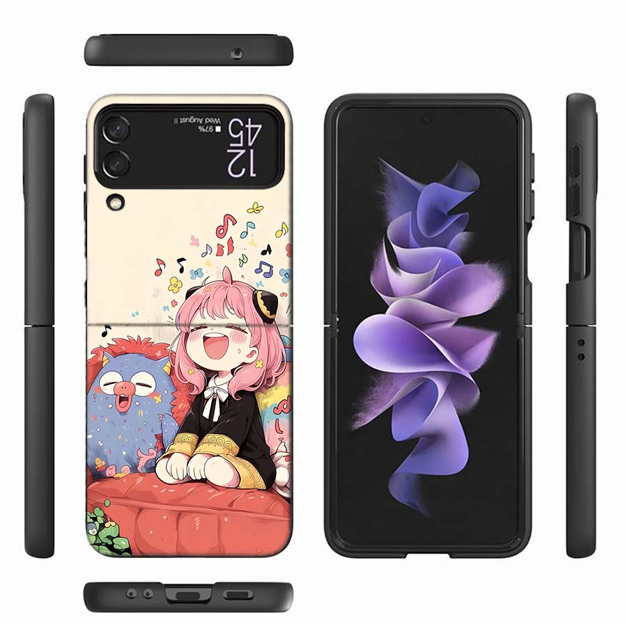 Anya Forger Mind Reading Phone Case For Samsung Z Flip 6 7 5G Z Flip 5 Galaxy Z Flip 3 4 5G ZFlip Shockproof Hard Cover TPU PC C
