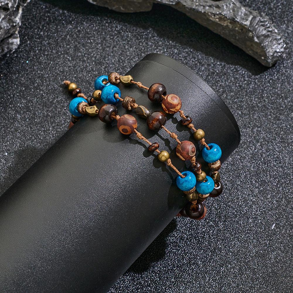 Handcrafted Wooden Beaded Mens Bracelet Necklace Vintage Style For Gift Giving