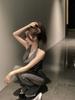 Sparkly Sequin Cowl Neck Halter Top - Backless and Sleeveless for Summer