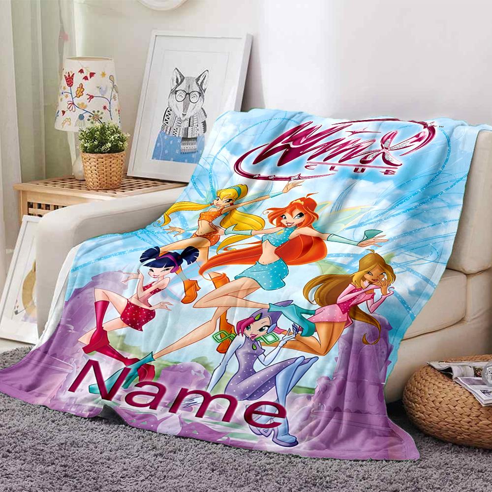 Customiz Name Personality Winx Club Blanket Soft &Warm Sofa Office Bed Travel Lunch Break Blanket, Gift Suitable All Seasons