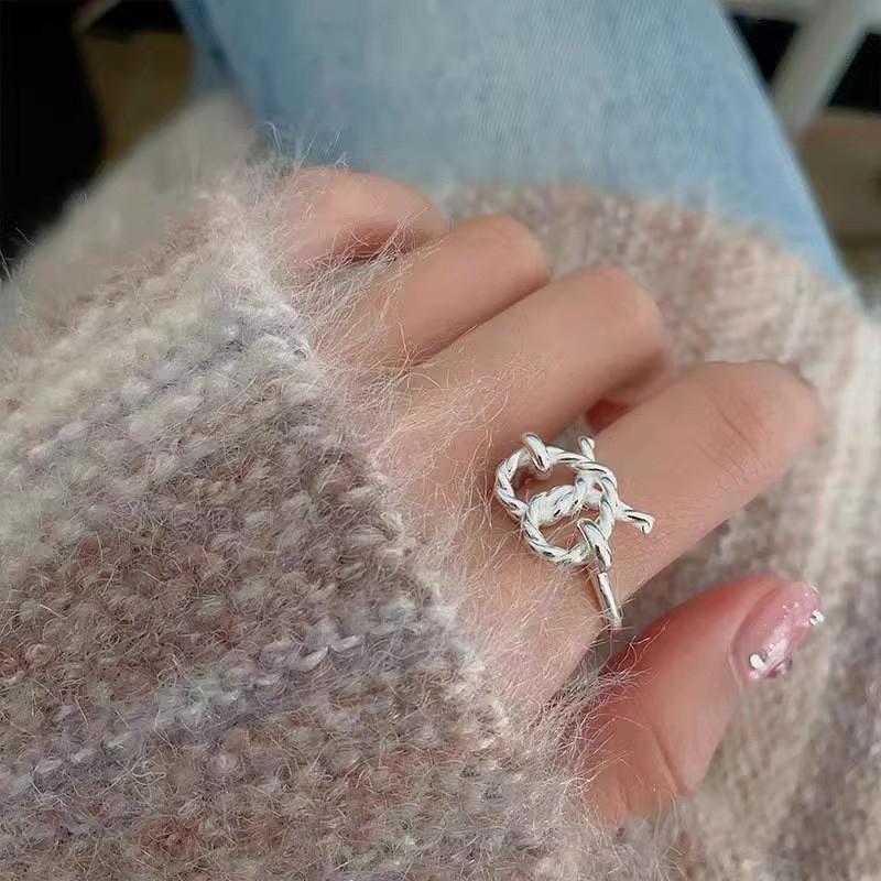 PANJBJ 925 Sterling Silver Unique Lines Ring for Women Jewelry Finger Adjustable Open Vintage For Party Birthday Gift Dropship