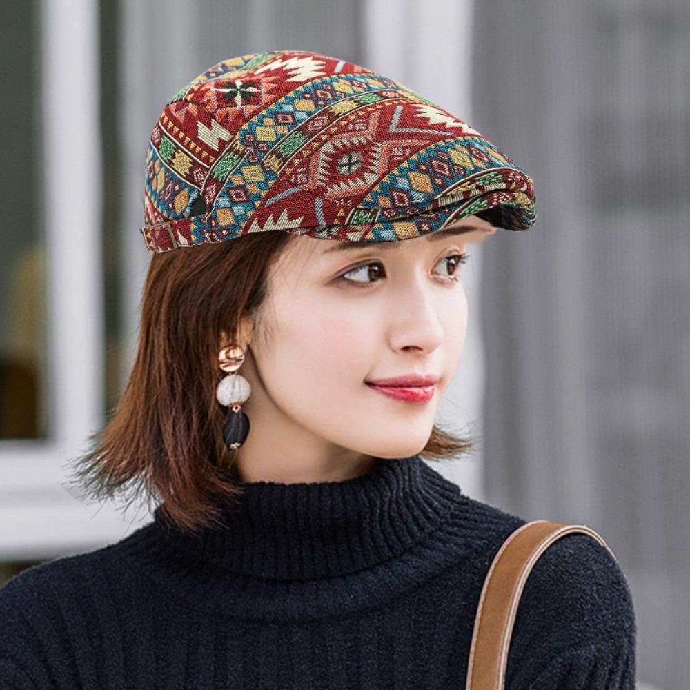 Bohemian Retro Newsboy Caps Painter Newsboy Flat Cap Fashion Ethnic Style Berets Hat Men Women