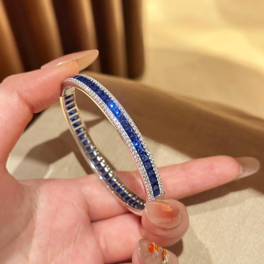 Red Corundum Princess Square Track Bracelet Blue Spinel Ring Transfer Bead Ring Colored Treasure Girl 2026