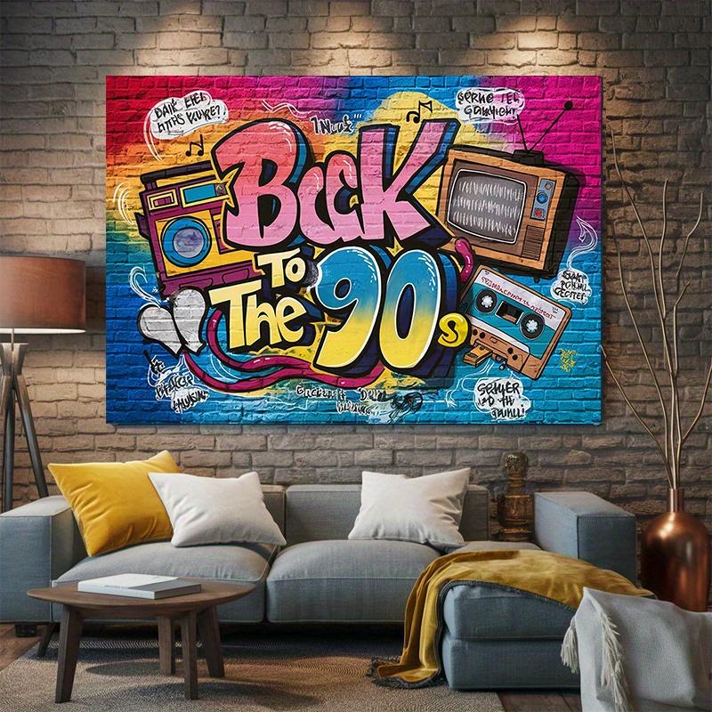 1 piece, retro 90s hip-hop party backdrop, multi-functional room and party decorations, polyester, vivid color mix