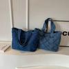 Genți de damă din denim solid de mare capacitate, fermoar de înaltă calitate, genți de umăr casual pentru doamne, genți casual pentru femei