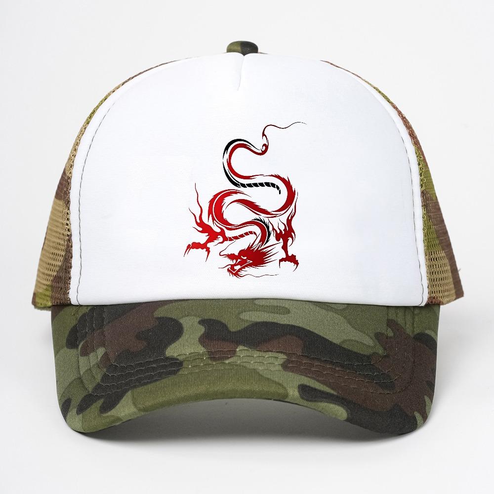 Chinese Dragon Unisexs Baseball Caps Totem Belief Womens Unisex Snapback Hat Outdoor mesh ventilate Gorras Trucker Cap