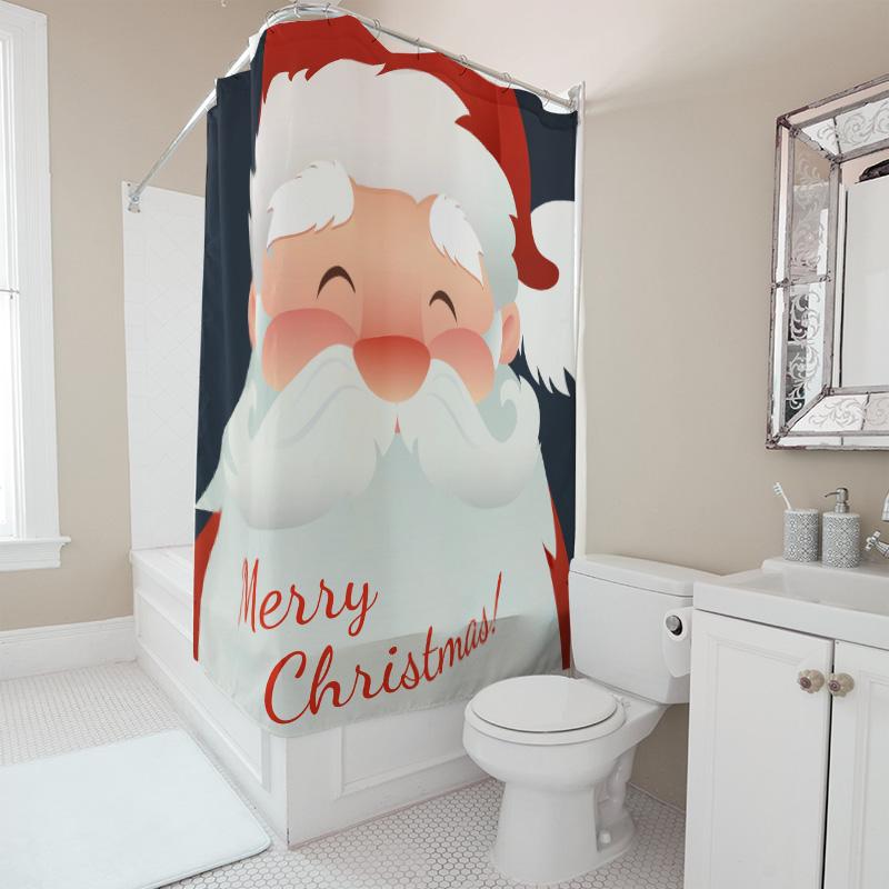 TU Weihnachtsduschevorhang Festliche Feiertagsdekoration Frohe Weihnachten Muster Wasserdicht Badezimmer Stoff Hintergrund Heimdekor Weihnachten Stil
