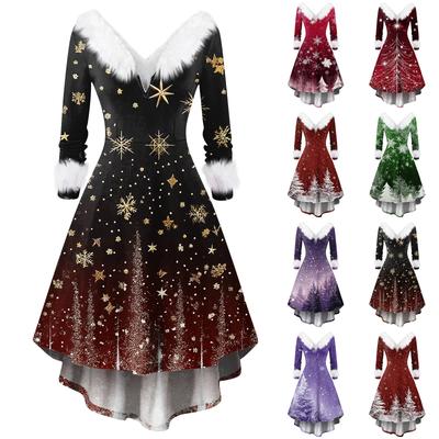 Vestido de Fiesta de Navidad para Mujer, Moderno, Casual, Ajustado, con Estampado Navideño y Manga Larga