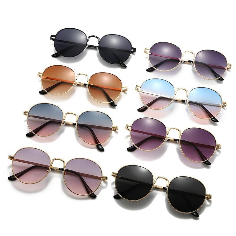 Latest Vintage Round Compact Frames Sunglasses Metal High-end Men's and Women's Shades Stylish Trend Glasses UV400 Eyewear