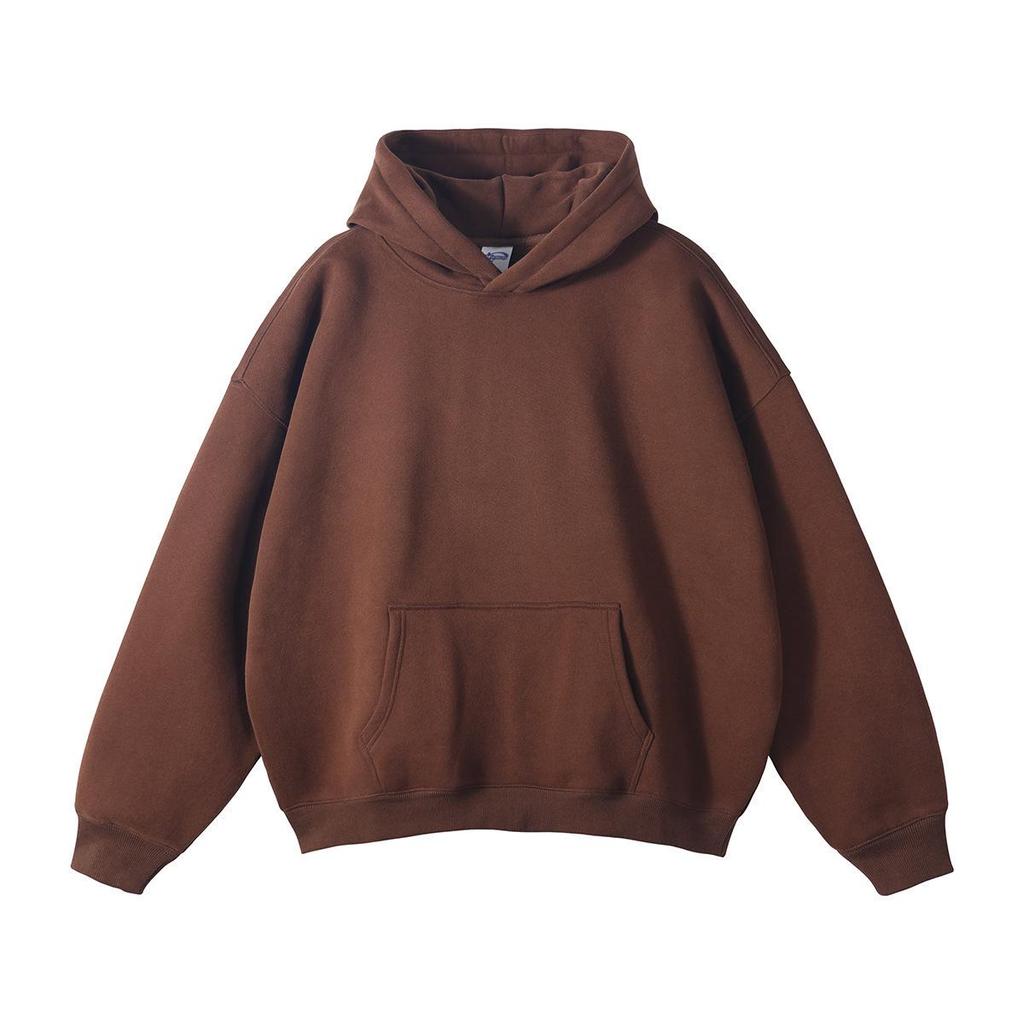 Men's & Women's Loose Autumn/Winter Velvet Hooded Sweatshirt – Trendy Drop Shoulder Pure Color Jacket