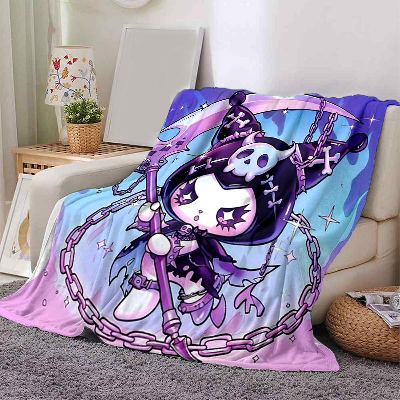 1pc Cute Death Kuromi Blanket, Seasonal Home Decorative Throw for Couch, or Car Seat Cover,Living Room, Travel, Camping, Car Blankets, Beach, Office N