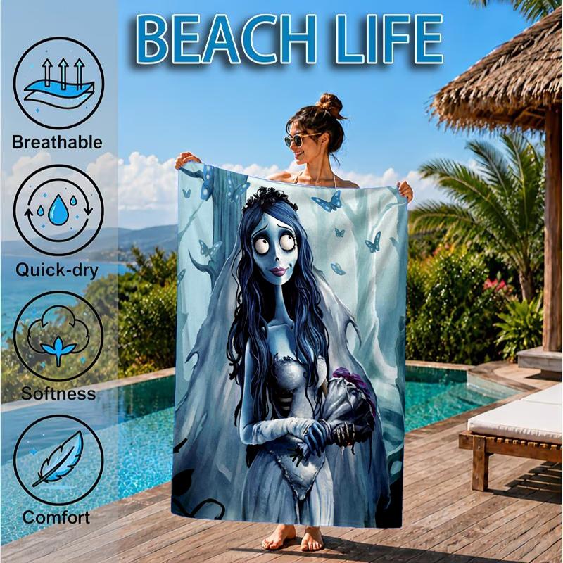 Gothic Corpse Beauty In Bloom Beach Towel, Microfiber Beach Towel, Perfect For Pool, Beach, Travel, Home Decor Beach Party Fan Gifts