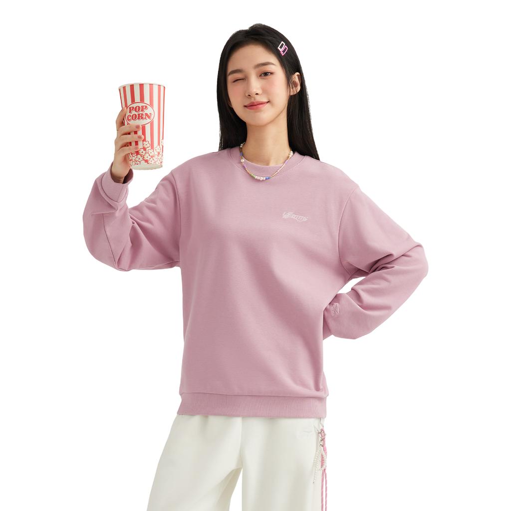 Li Ning Sports Lifestyle Series Casual Loose Round Neck Logo Sweatshirt Unisex sweatshirt AWDVF75-2