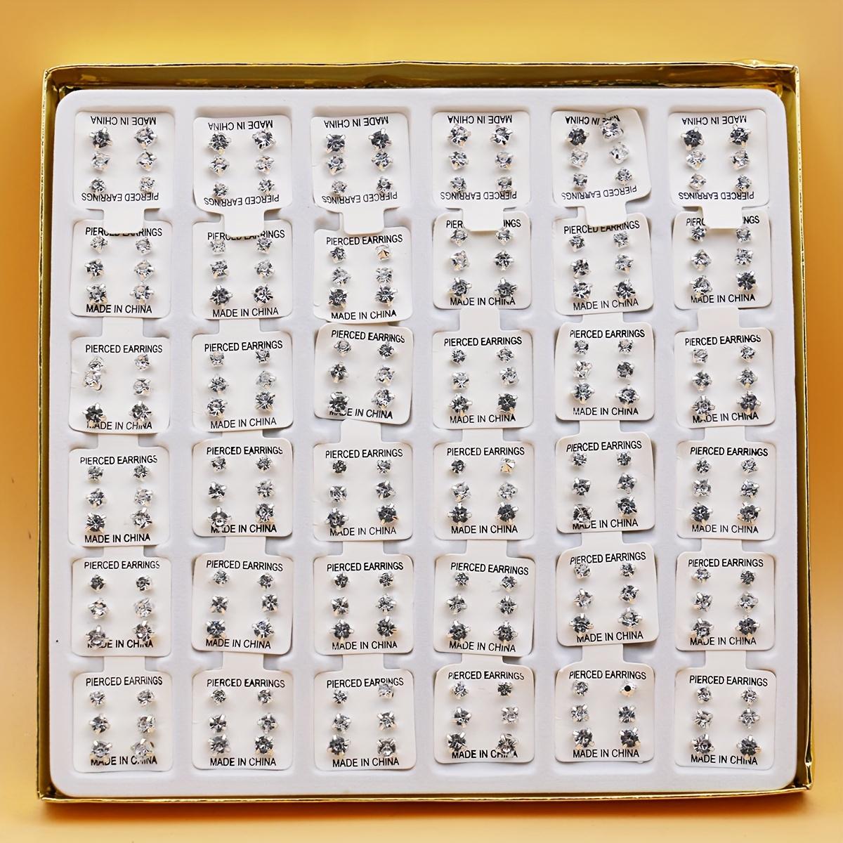 

Colorful Rhinestone Random Mixed 108 Pairs Minimalist Fashion Four-Prong Clip Rhinestones Size Mix White and Colorful Iron Needle Earring Set 3.5mm 4mm 5mm Mixed