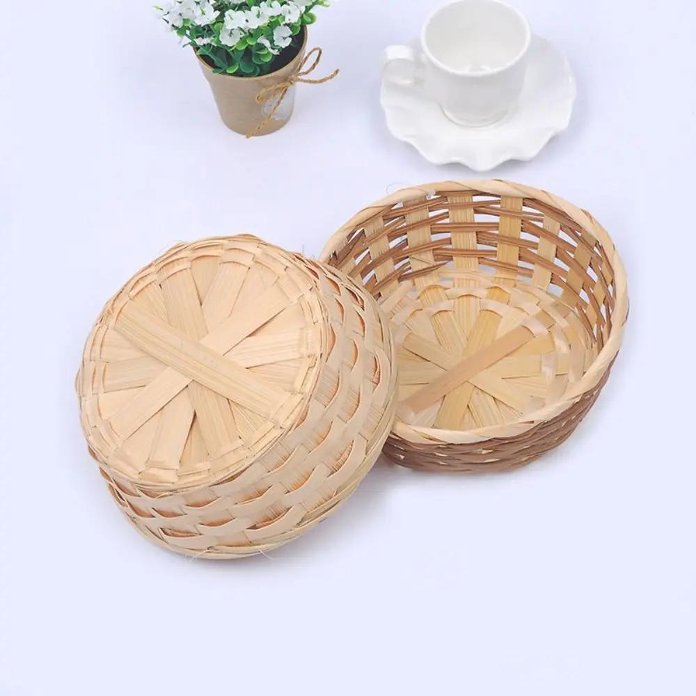 High Quality Round Shape Storage Basket Food Container Handmade Rattan Fruit Basket Large Capacity Durable Fruit Storage Bin