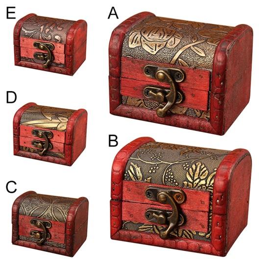 Scatola di Legno Stile Vintage Floreale Artigianato Tocco di Vecchio Ricordo Contenitore per Gioielli Scatola del Tesoro in Legno per Collezione