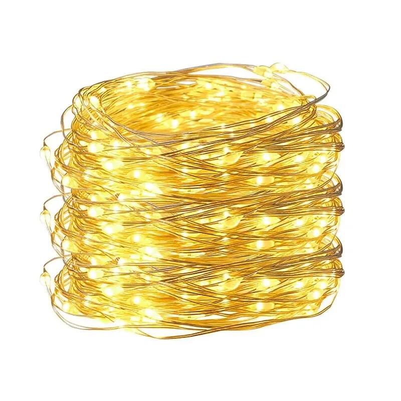 Christmas Wedding Holiday Party Decoration USB LED String Lights 5M50LED Silver Wire Garland Light Waterproof Fairy Lights for