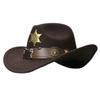 Vintage Cowhead Star Badge Western Cowboy Hat With Wide Brim For Adults And Kids