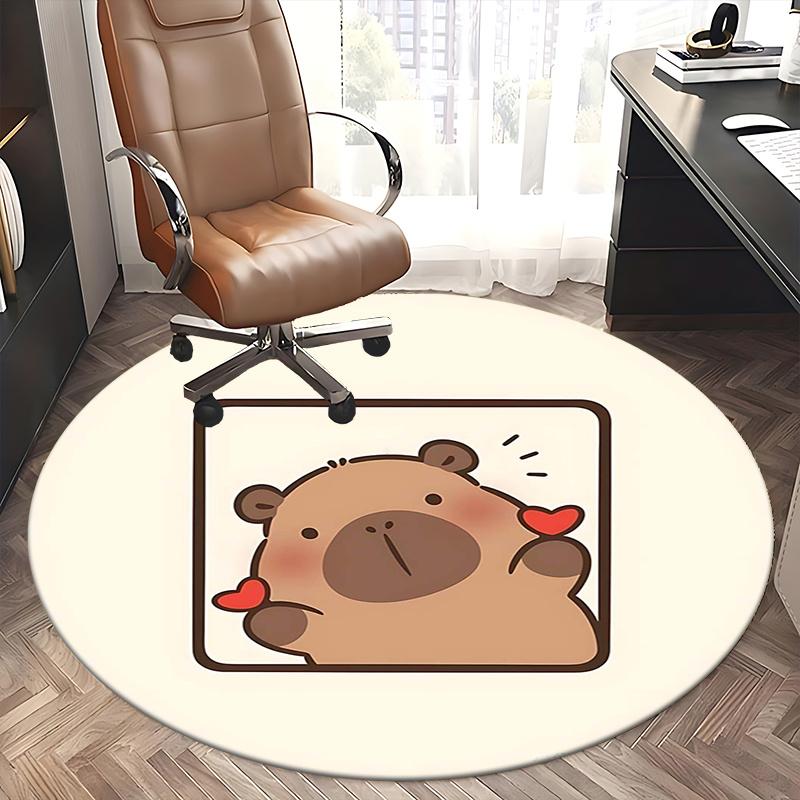 Cute Bear Print,Cartoon Animal Design Chair mat Round Rug Office carpet, Machine Washable, Non slip, Suitable for Living Rooms, Bedrooms