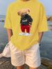 Sports Cartoon Bear Wearing Mask Prints TShirts Womens Summer Cotton Short Sleeve Tees ONeck Soft Loose Tops Casual Clothes