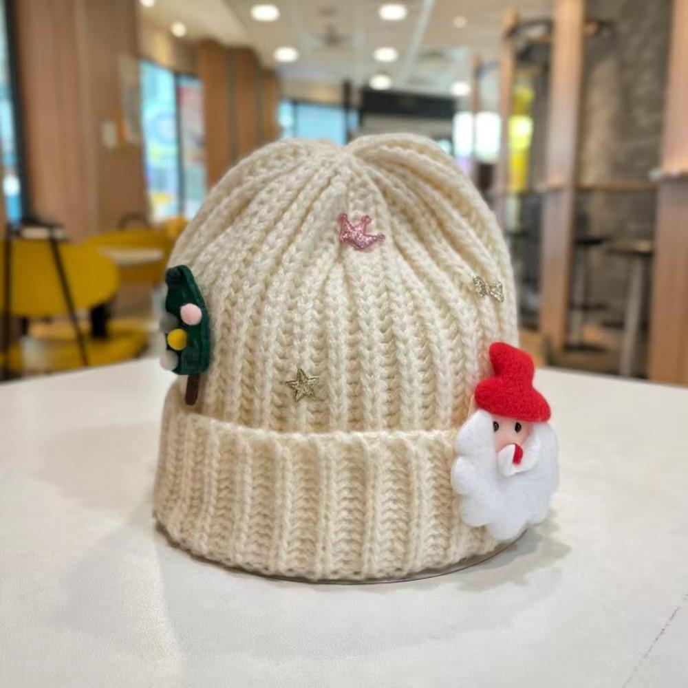 Soft Red Knitted Woolen Hat Plush Big Pullover Hat Fashion Christmas Plush Cap  Winter