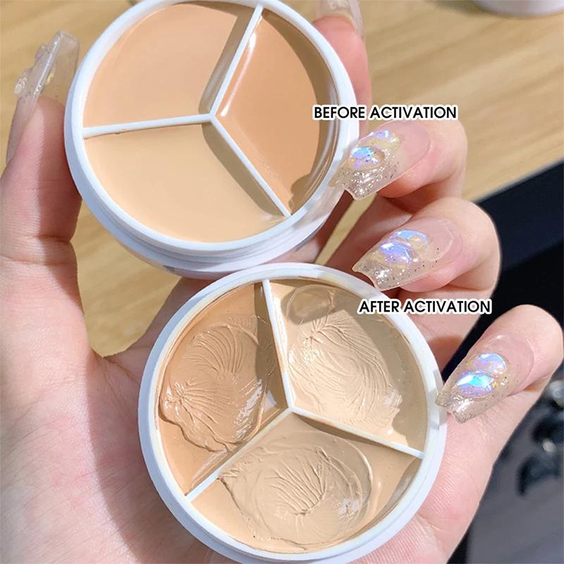 Tondo Tenuta Trucco Tre Colori Correttore Macchie Acne Stampa Riparazione Fondotinta Occhiaie Non Facile A Incollare Polvere Ingrosso