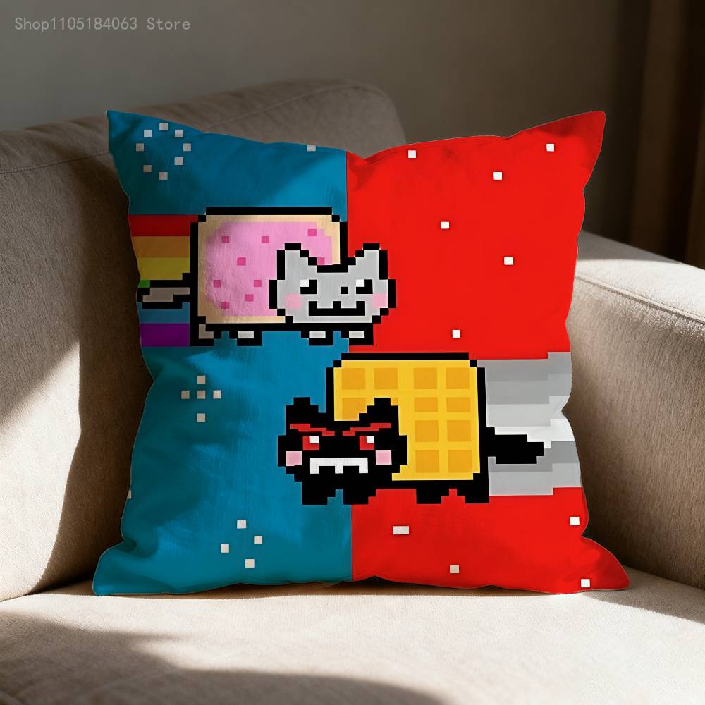 NNyan Cat Throw Pillow Case For xcm xcm xcm Square Car Pillowcase Home Bedchamber Decor Gift