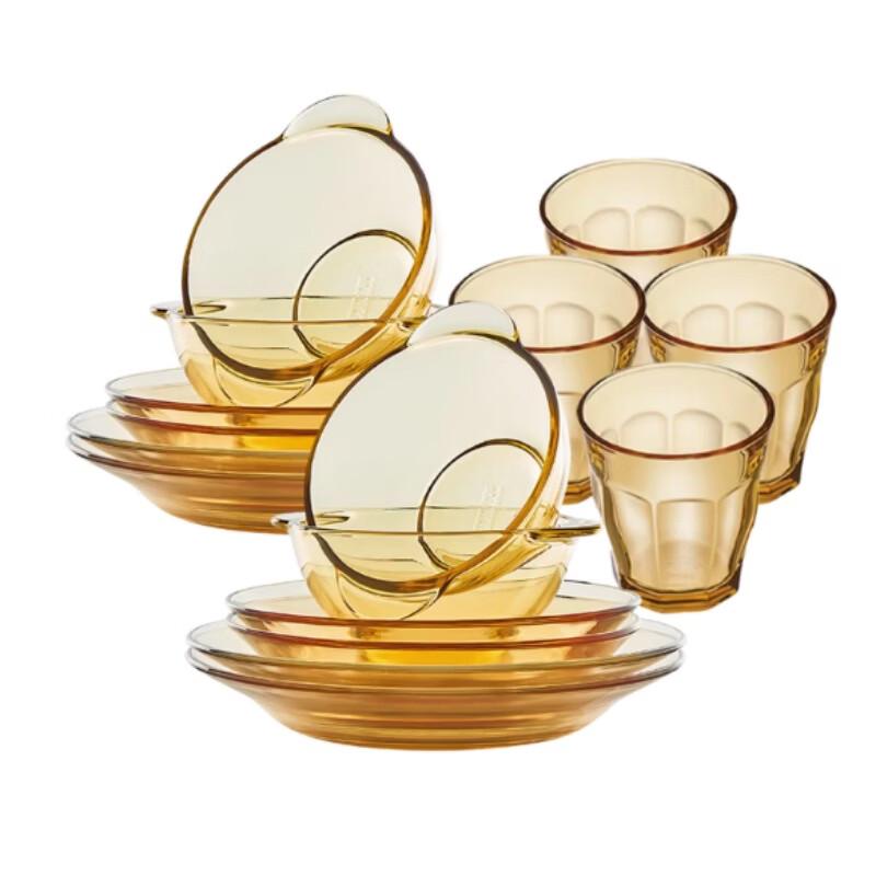 VISIONS 16-Piece Amber Glass Dinnerware Set