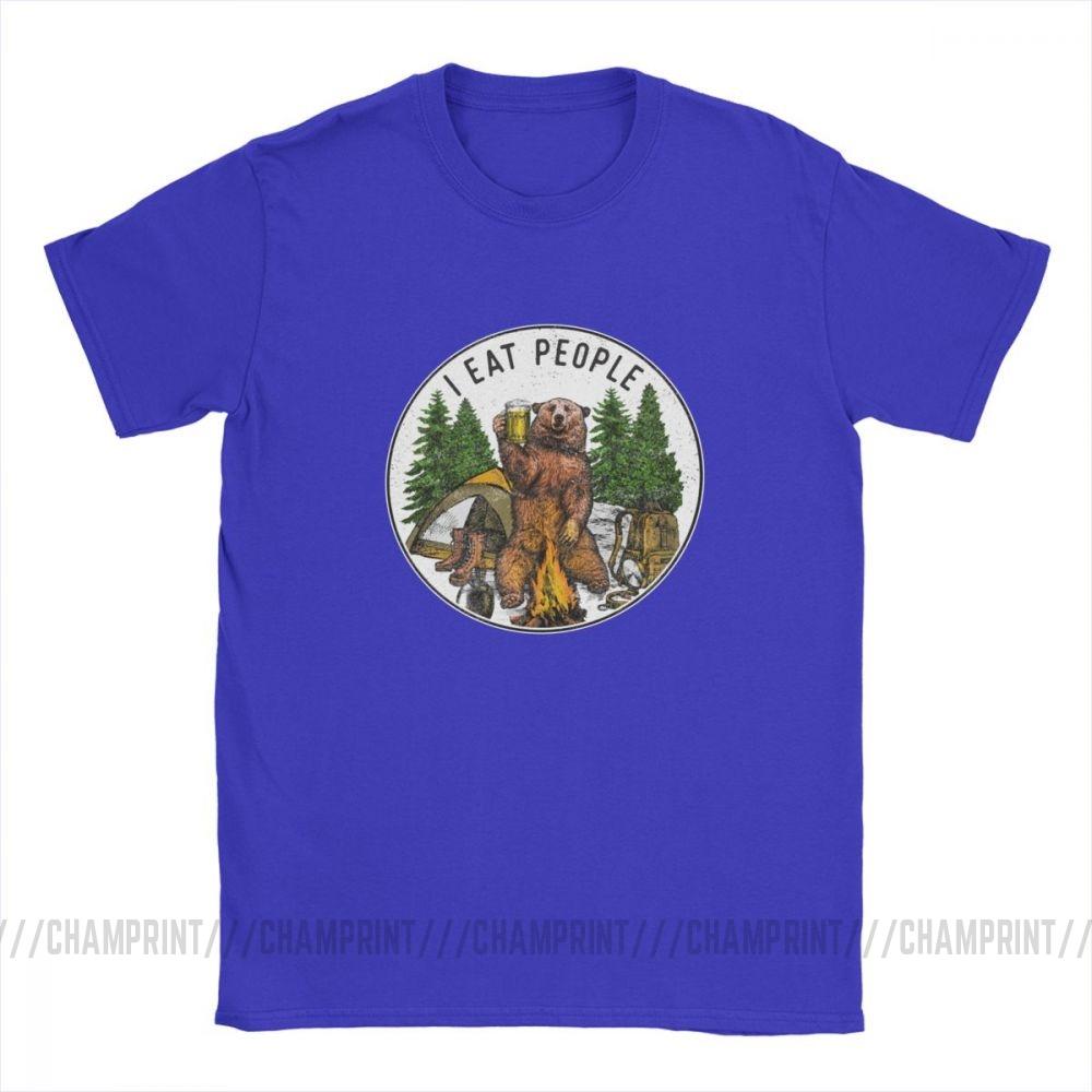 Men T Shirt I Eat People I Hate People Bear Vintage Short Sleeve Camping Tees O