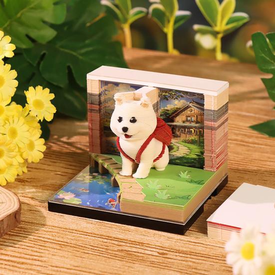 2026 Time Piece Calendar with LED Light 3D Dog Sticky Notes Tear Away Mini