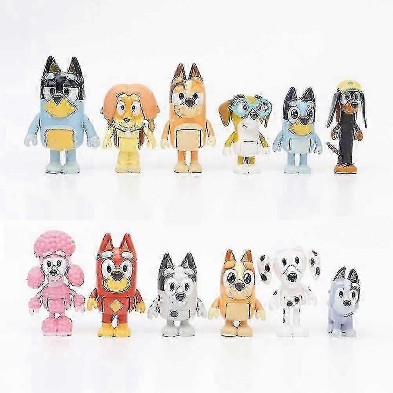 25-26 12pcs Set Bluey Family And Friends Action Figures Pvc Toys Kids Gift