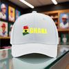 1Pc Unisex Baseball Cap, New Style Breathable Black Snapback Hat With Ghana Print For Outdoor Camping, Travel, Running, Yoga, An
