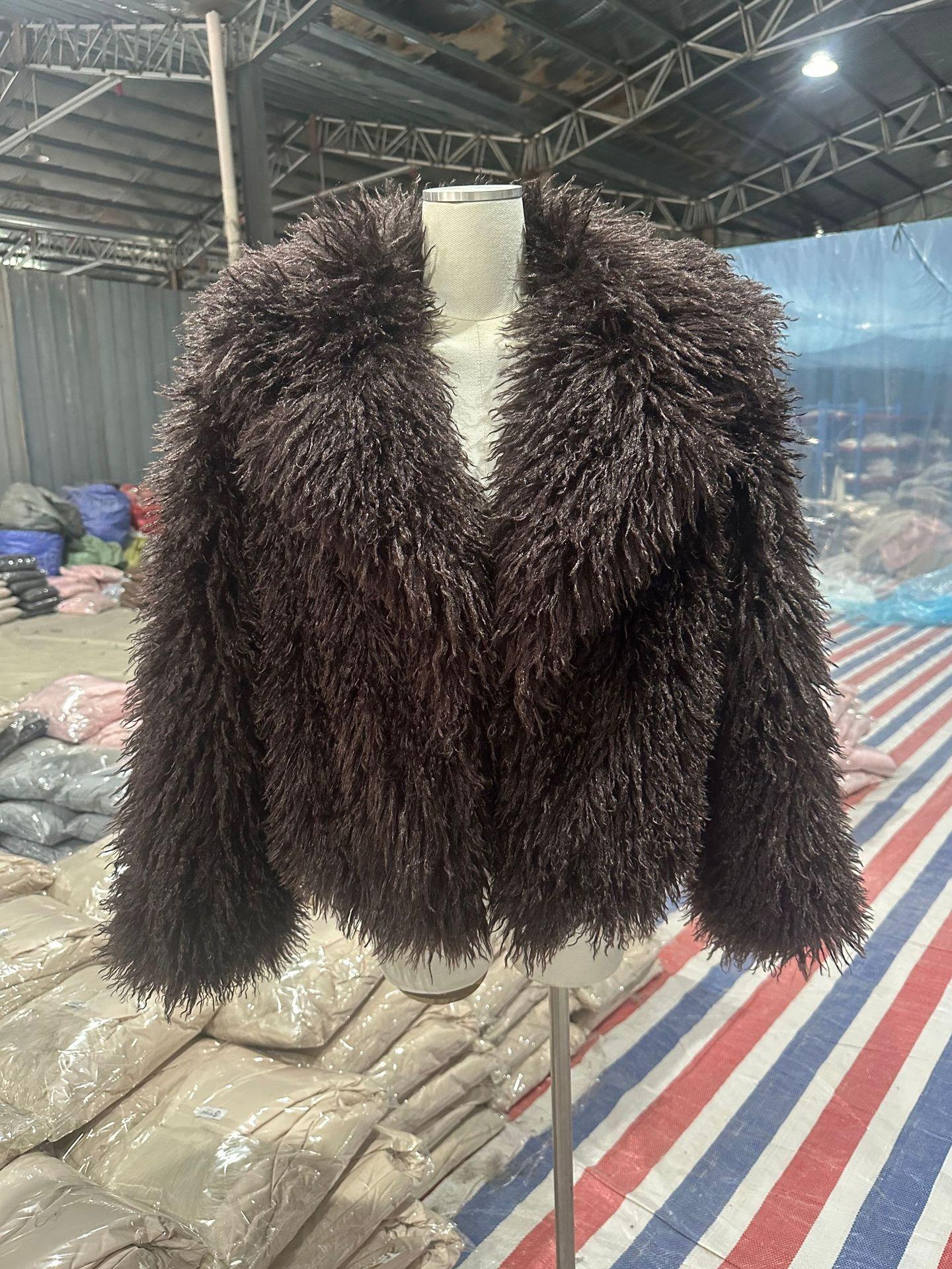 

Faux Fur Long Coat Women s Stand Collar Full Sleeve Oversized Thicken Jackets Lady Warm Daily Street Outerwear XL