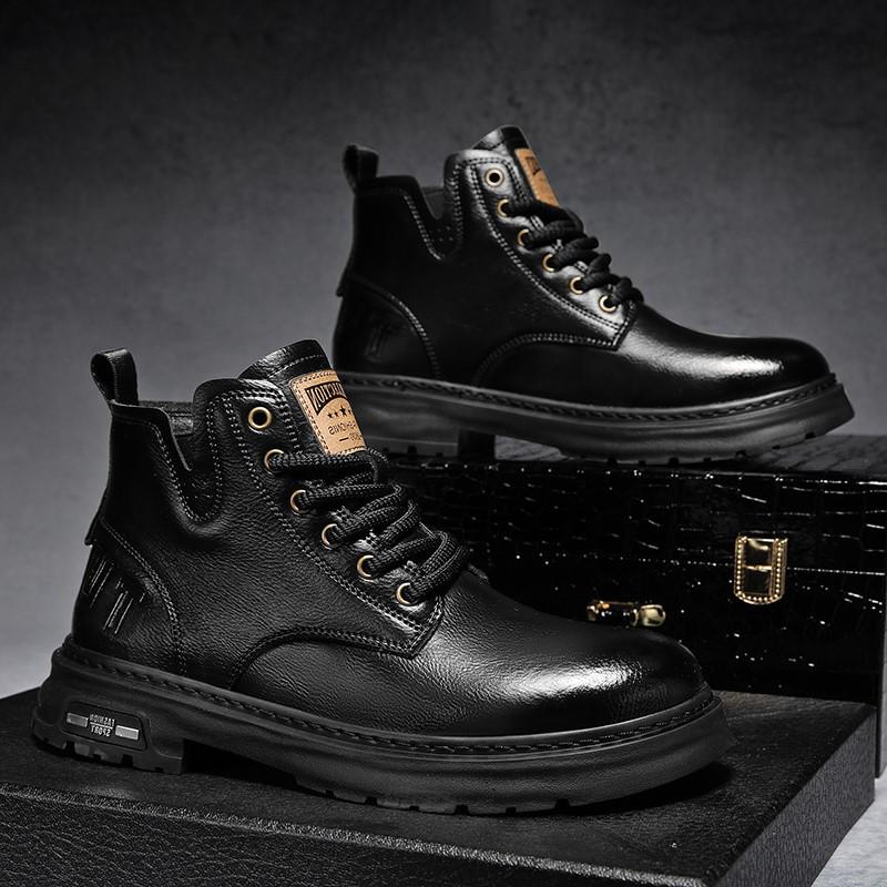 Men's Trendy Retro Martin Boots: Breathable, Non-Slip, Height-Enhancing, Shock-Absorbing, Comfortable, Wear-Resistant, All-Match.