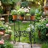 Cast-Iron Plant Stand Ornate Metal Shelf Space-Saving for Courtyard, Patio