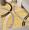 Vibrant Yellow Geometric Pattern Area Rug Modern Simple Abstract Curve Carpet for Living Room Bedroom Yoga Washable Kids Playmat